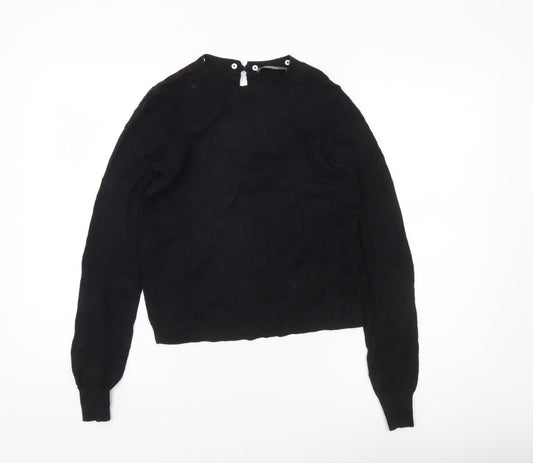 Oasis Womens Black Crew Neck Knit Jumper Size S Long Sleeve