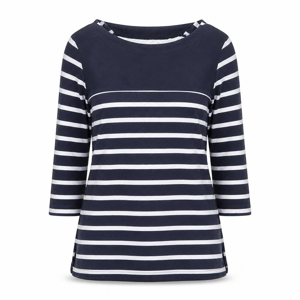 Regatta Womens Blue Striped Nautical Boat Neck Top Size 10