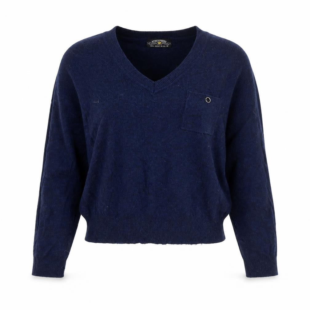 Atmosphere Womens Blue Knit V-Neck Pullover Jumper Size 10