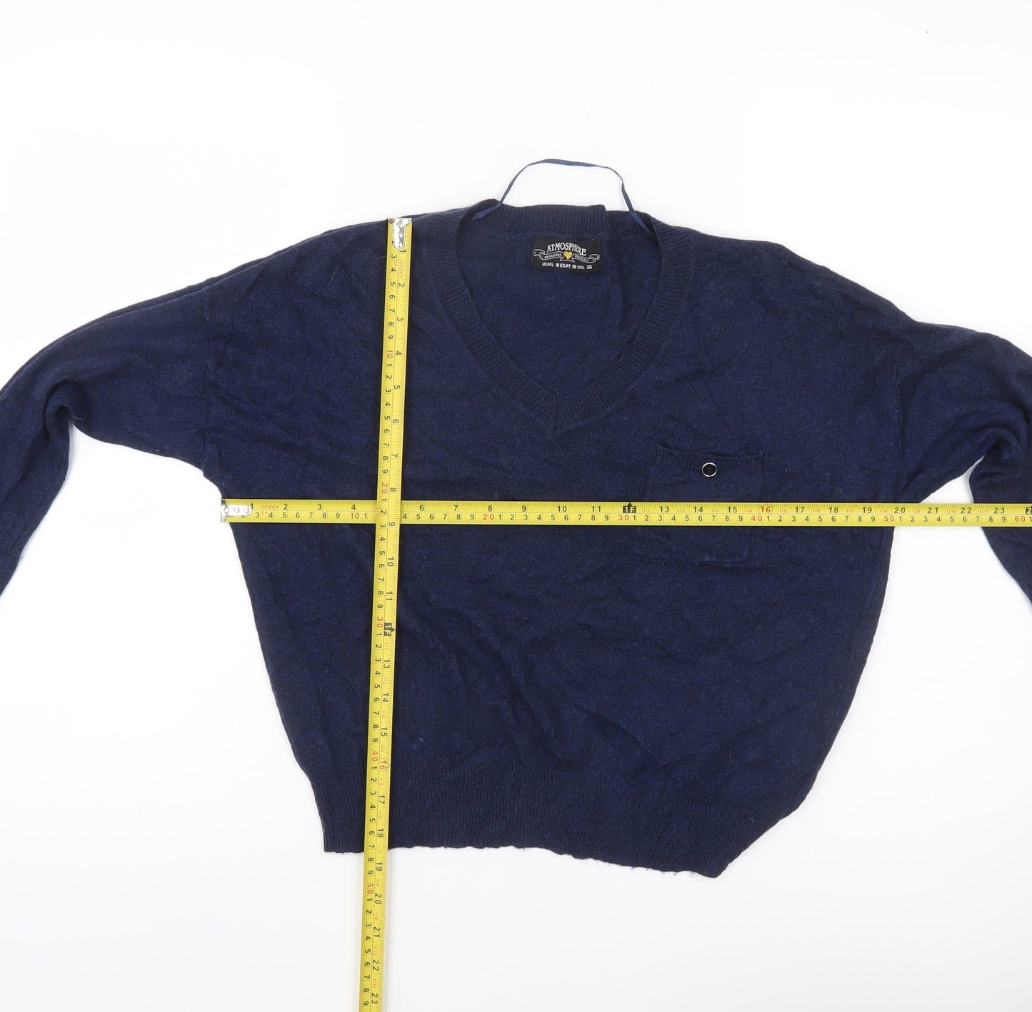 Atmosphere Womens Blue Knit V-Neck Pullover Jumper Size 10