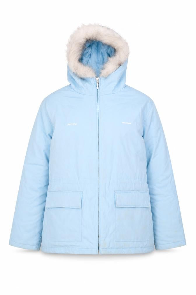 Reebok Women’s Blue Hooded Parka Jacket Size 16 Faux Fur Trim