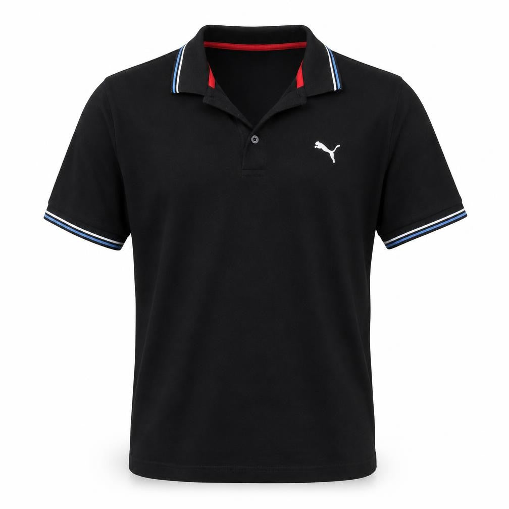 Puma Men's Black Medium Polo Shirt Short Sleeve Cotton Sport