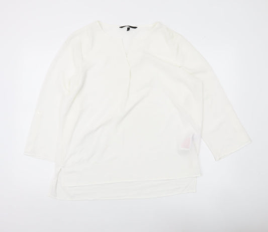 Vero Moda Women’s White Tunic Blouse XL 3/4 Sleeve V-Neck