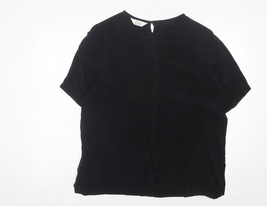 Elvi Womens Black Blouse Size 16 Cupro Short Sleeve Work Top