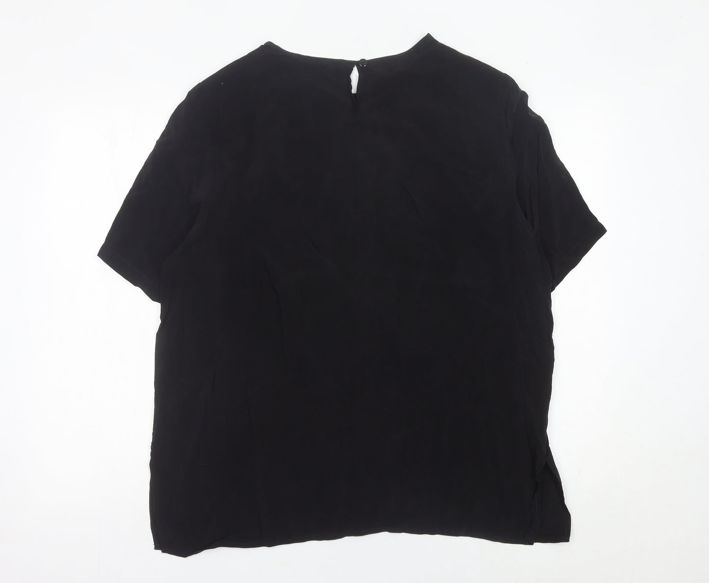 Elvi Womens Black Blouse Size 16 Cupro Short Sleeve Work Top