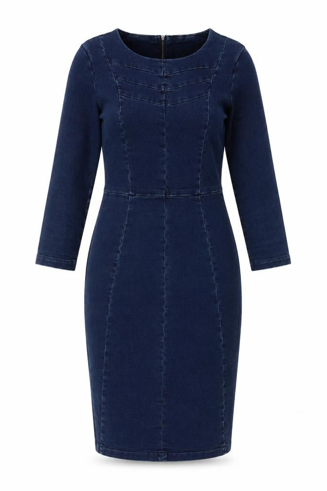 Sandwich Womens Blue Sheath Dress Size 8 Knee Length 3/4 Sleeve