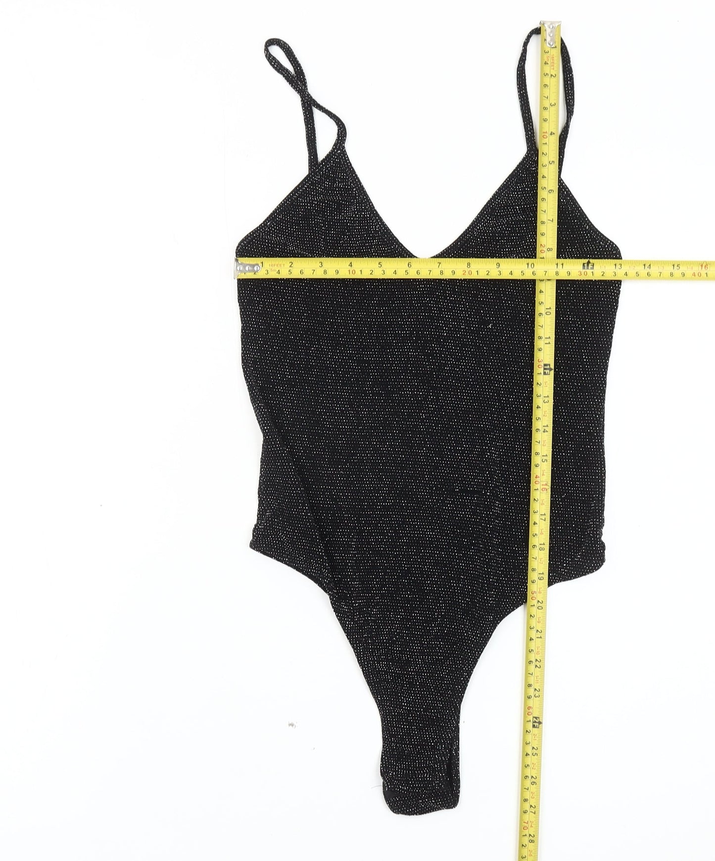 PrettyLittleThing Womens Black Size 12 Bodysuit V-Neck Partywear
