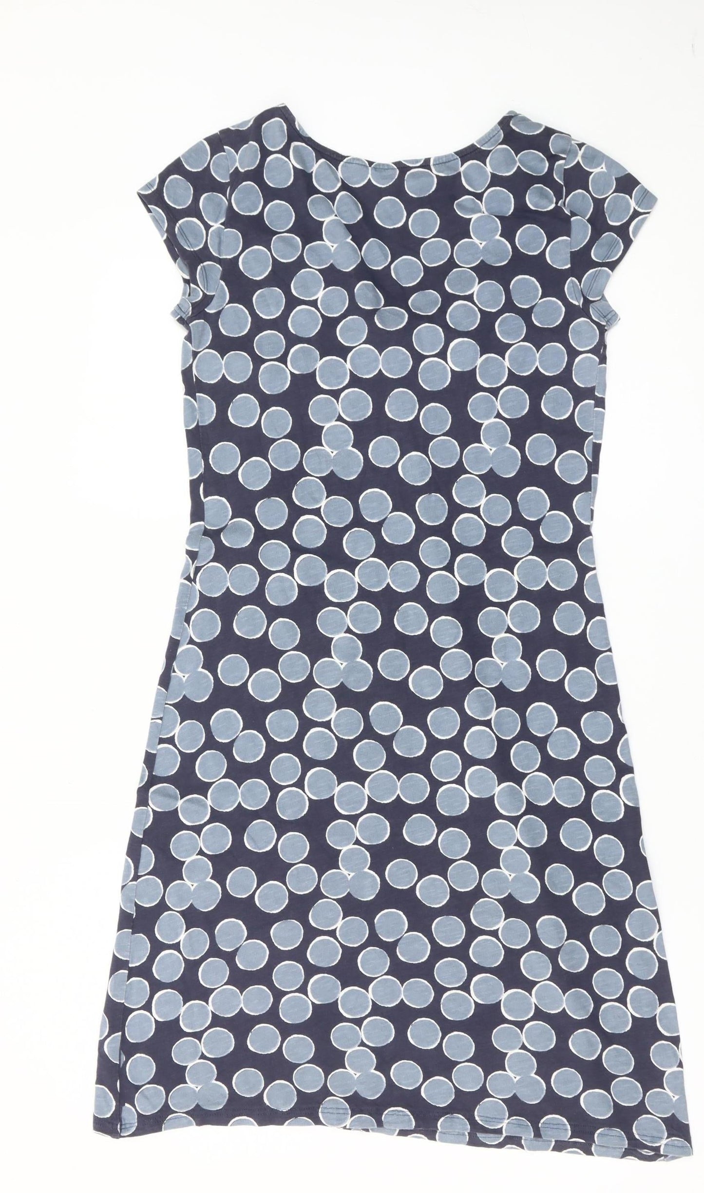 White Stuff Women’s Blue Polka Dot Cotton Shift Dress Size 10 Sleeveless