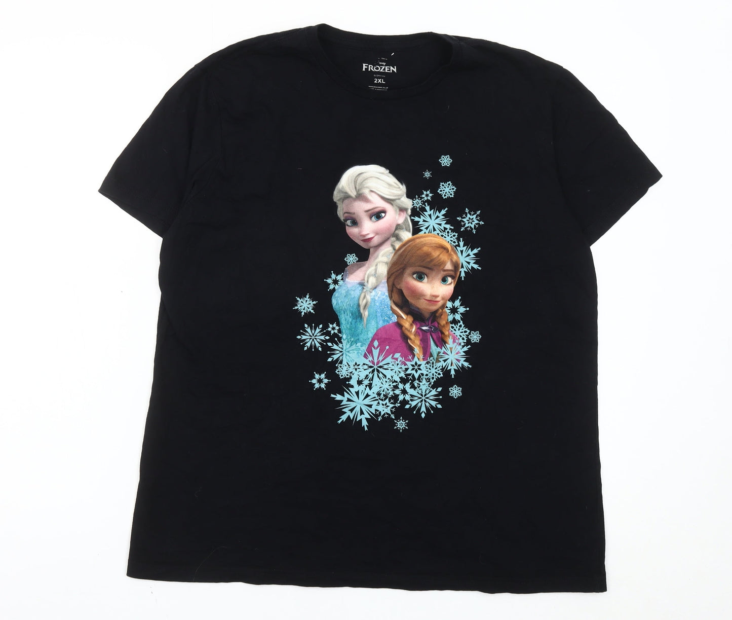 Disney Frozen Womens Black 2XL T-Shirt Short Sleeve Cotton Top