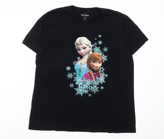 Disney Frozen Womens Black 2XL T-Shirt Short Sleeve Cotton Top