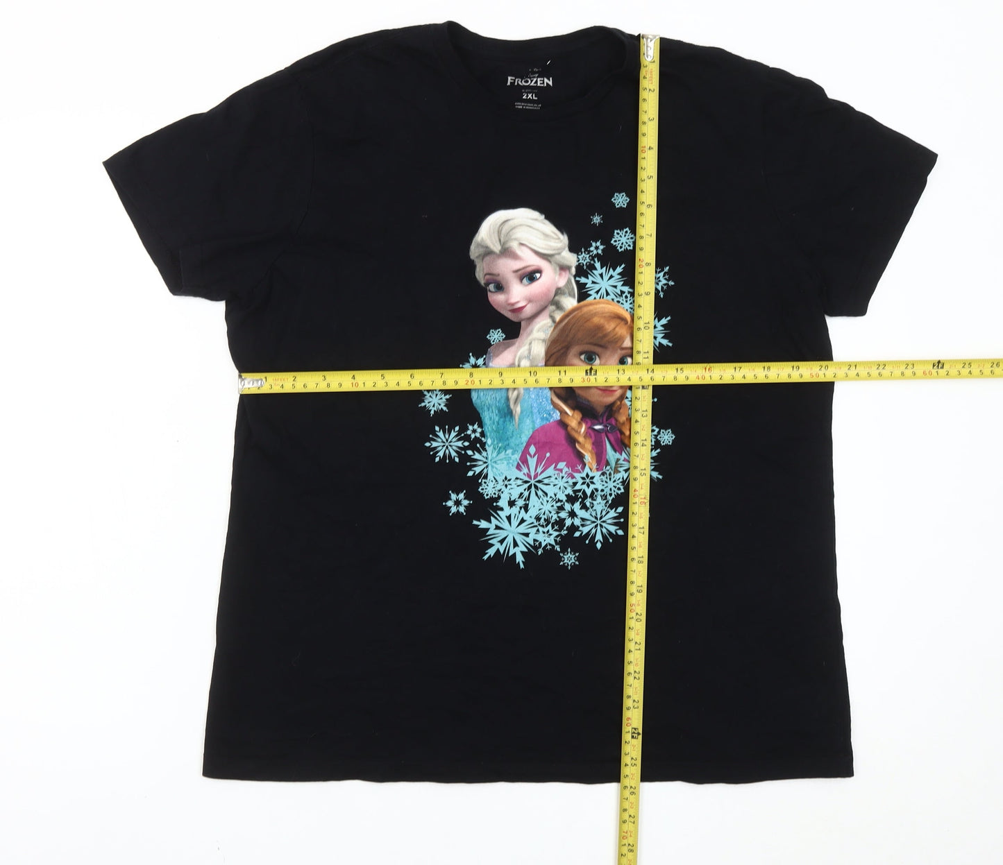 Disney Frozen Womens Black 2XL T-Shirt Short Sleeve Cotton Top