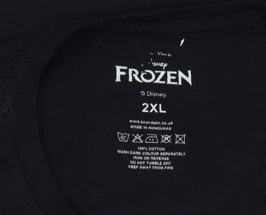 Disney Frozen Womens Black 2XL T-Shirt Short Sleeve Cotton Top