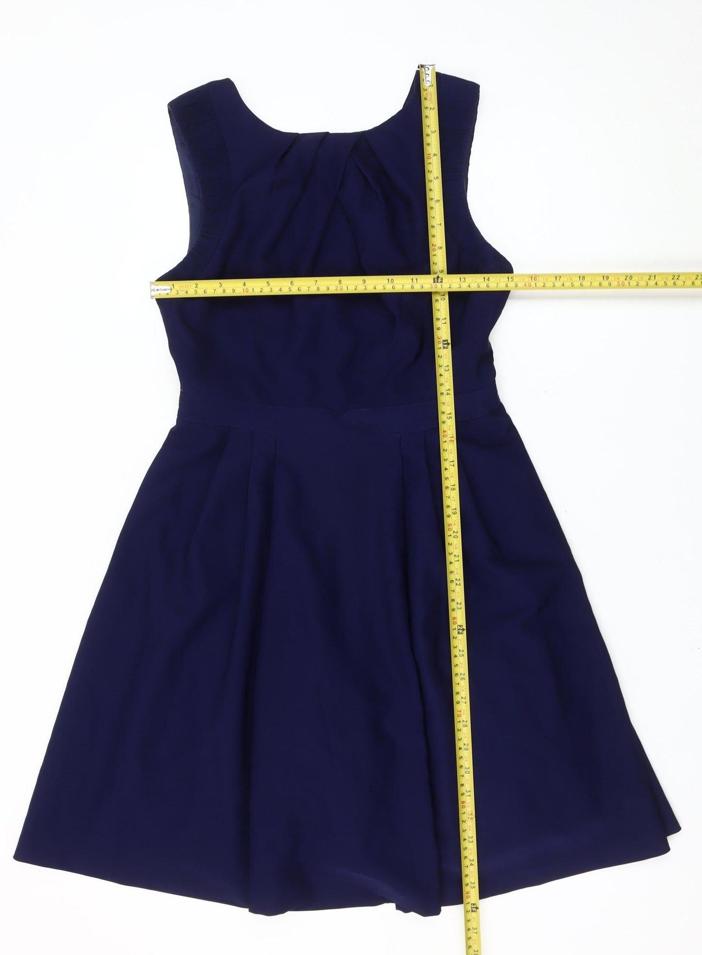 Warehouse Womens Blue UK 10 Fit & Flare Sleeveless Knee Length Dress