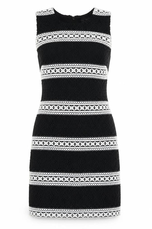Topshop Women’s Black White Lace Striped Mini Dress Size 10