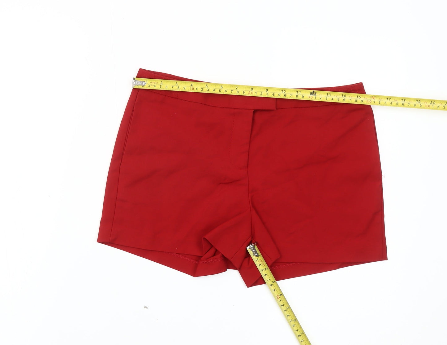 NAF NAF Womens Red Chino Shorts Size 10 Regular Fit Cotton Blend
