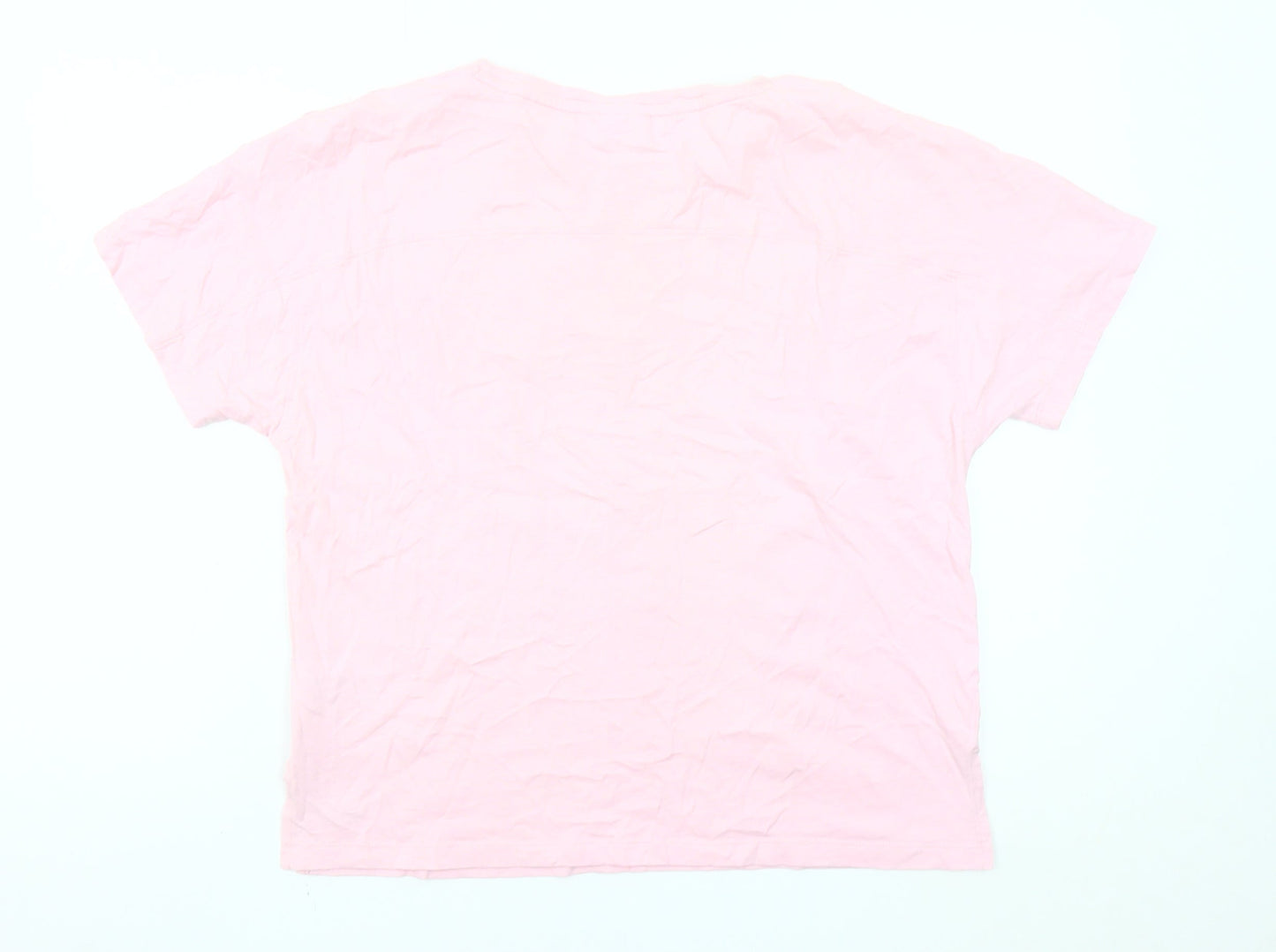 Next Womens Pink Graphic T-Shirt Size 14 Cotton Crew Neck Casual
