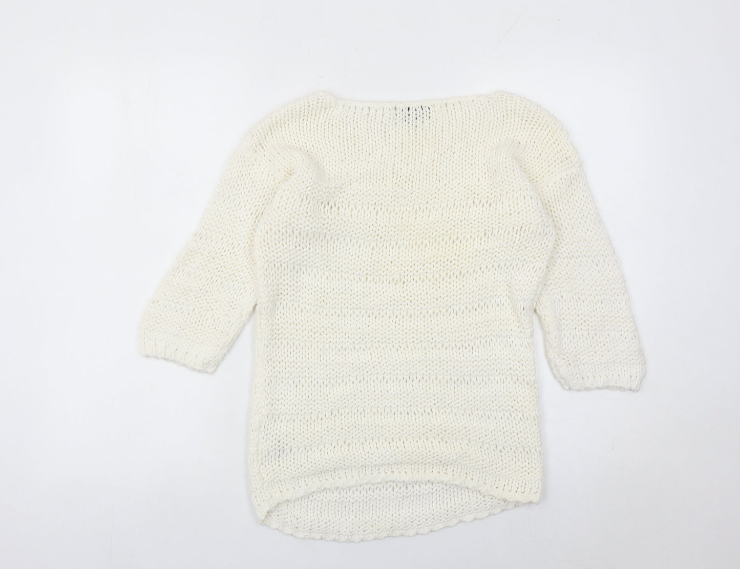Next Women Ivory XS Chunky Knit Cotton Nylon Pullover Jumper