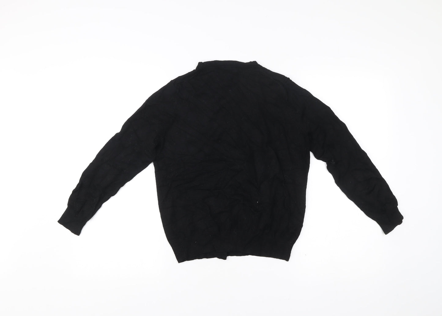 Zara Womens Black Cardigan Size 12 Crew Neck Knit Jumper