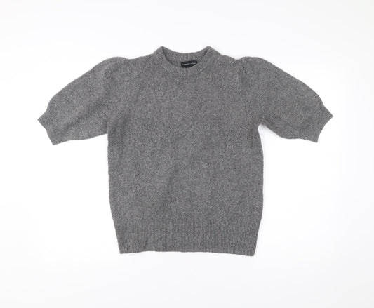 Adrienne Vittadini Women’s Grey Knit Puff Sleeve Blouse Size S