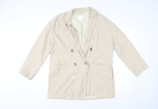 H&M Men Beige Viscose Blend Blazer Jacket Size S Smart Casual