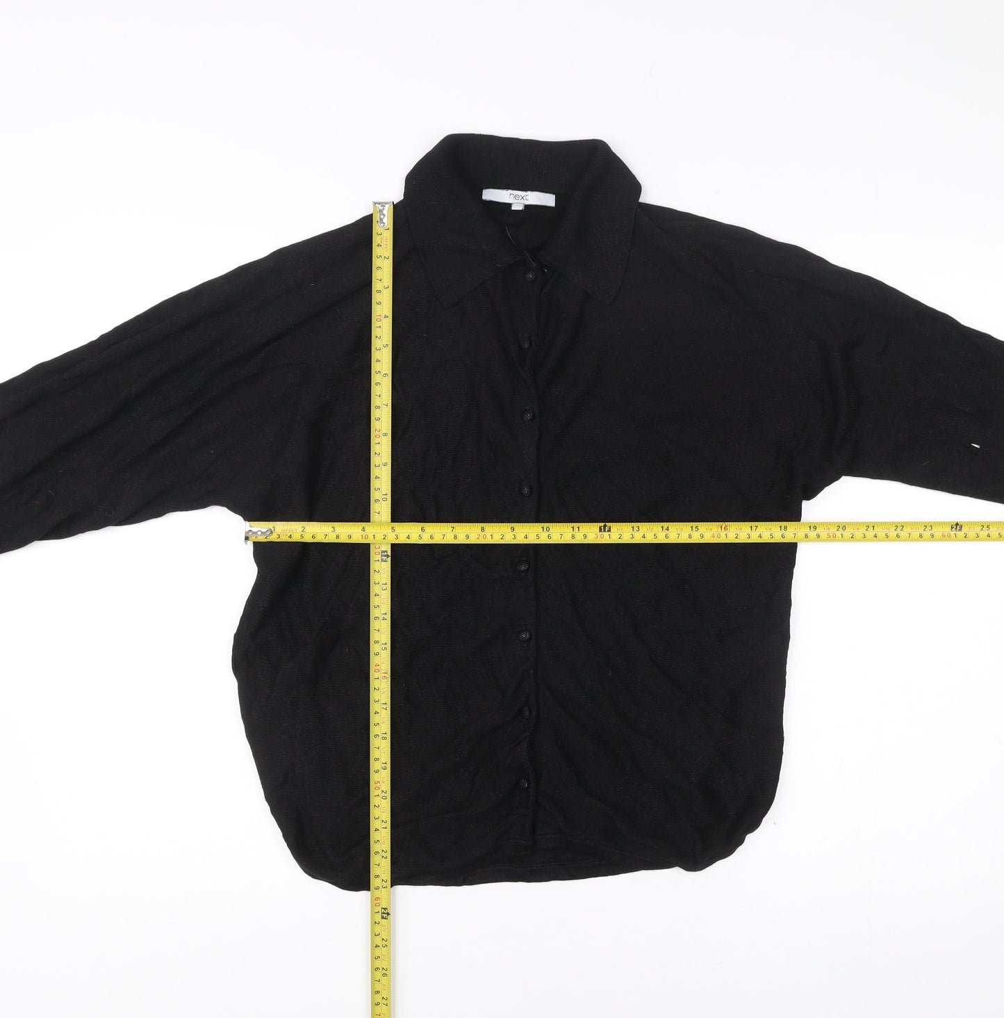 Next Womens Black Collared Button Cardigan Jumper M Regular Viscose Blend