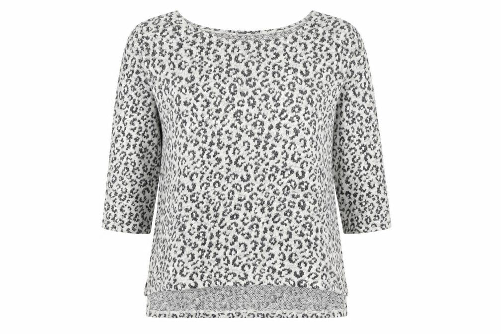 Gap Women’s Grey Animal Print Boat Neck Pullover Jumper L