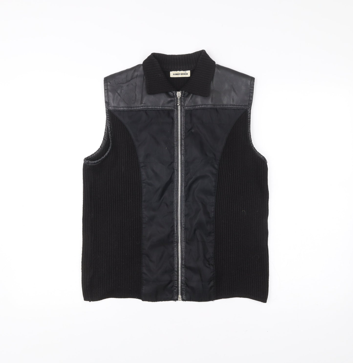 Gerry Weber Women's Black Wool Blend Waistcoat Vest Size 40 Zip Up