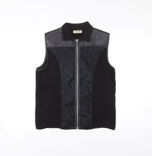 Gerry Weber Women's Black Wool Blend Waistcoat Vest Size 40 Zip Up