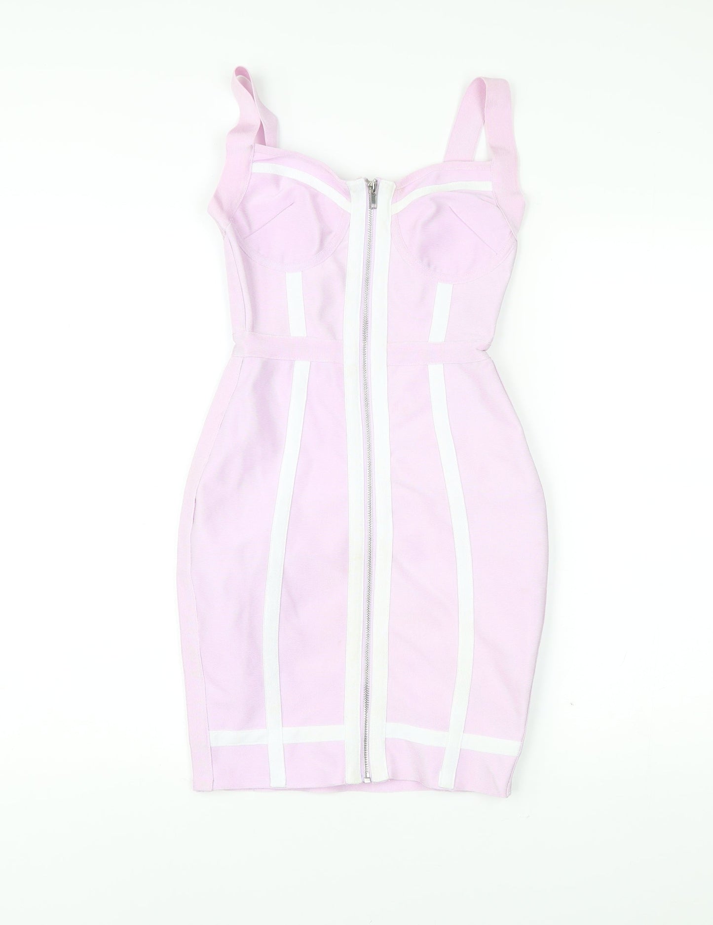 Missguided Women’s Pink Bodycon Dress UK 6 Knee Length Sleeveless Party