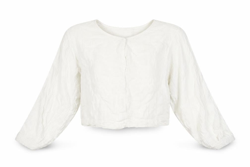 Zara Women’s White Cotton Cropped Blouse Size 10 Long Sleeve