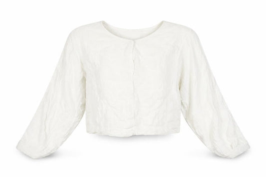 Zara Women’s White Cotton Cropped Blouse Size 10 Long Sleeve