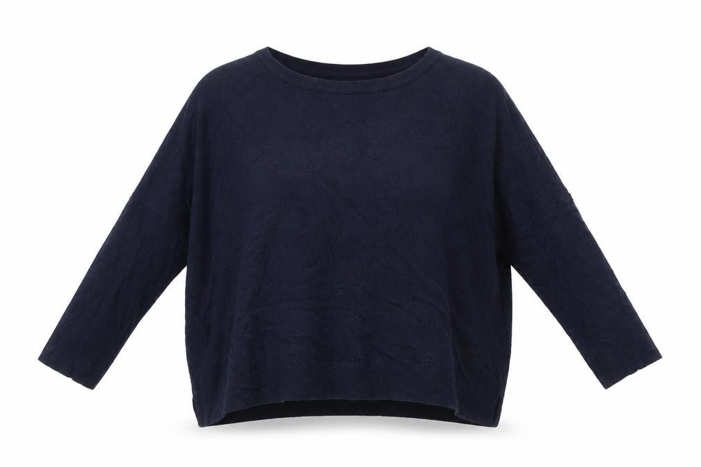 ese O ese Womens Blue M Pullover Jumper Crew Neck Knit Relaxed Fit