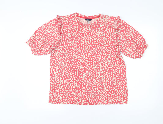 Joules Women’s Pink Animal Print Blouse UK 12 Puff Sleeve Tunic