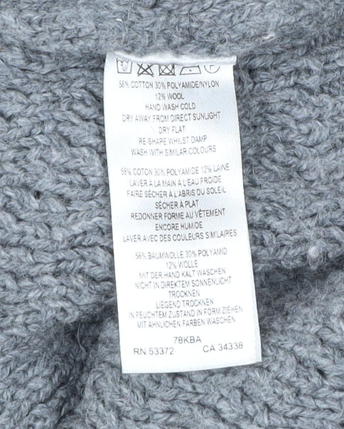 French Connection Womens L Colour Block Cable Knit Roll Neck Jumper