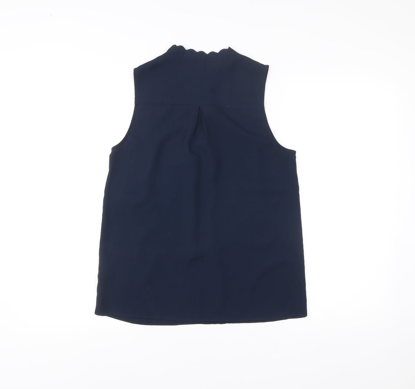 H&M Women's Blue Sleeveless High Neck Blouse Size 8 Polyester