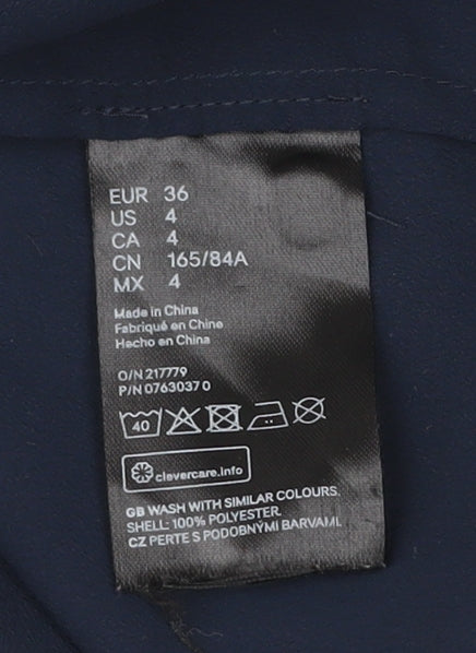 H&M Women's Blue Sleeveless High Neck Blouse Size 8 Polyester