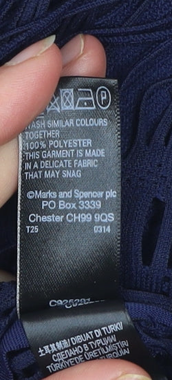 Marks and Spencer Women Blue M Kimono Crochet Fringe Blouse
