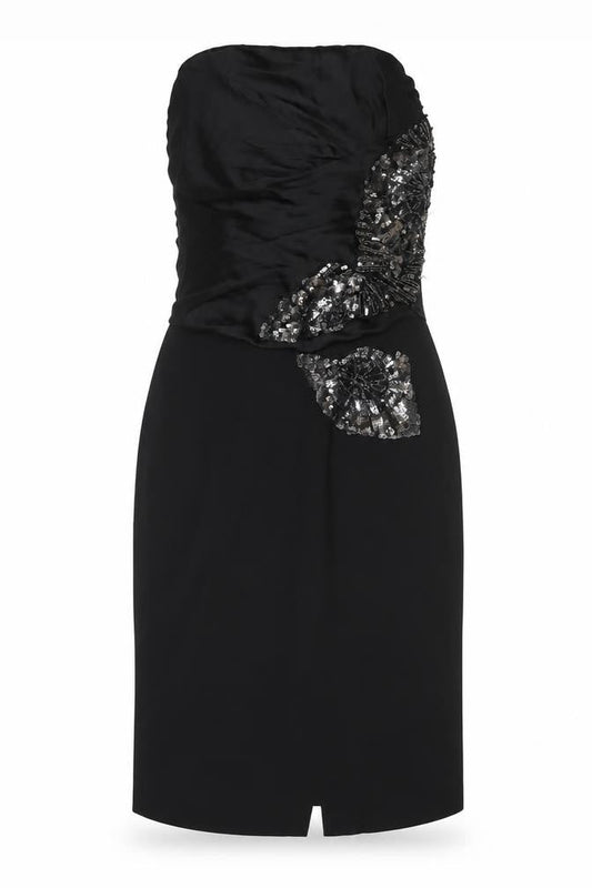 Karen Millen Women’s Black Sequin Strapless Sheath Dress Size 10