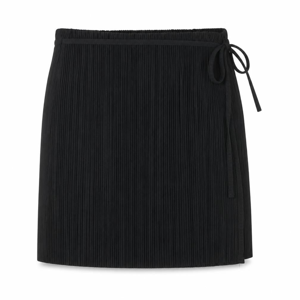 Brave Soul Womens Black Wrap Pleated Knee Length Skirt S