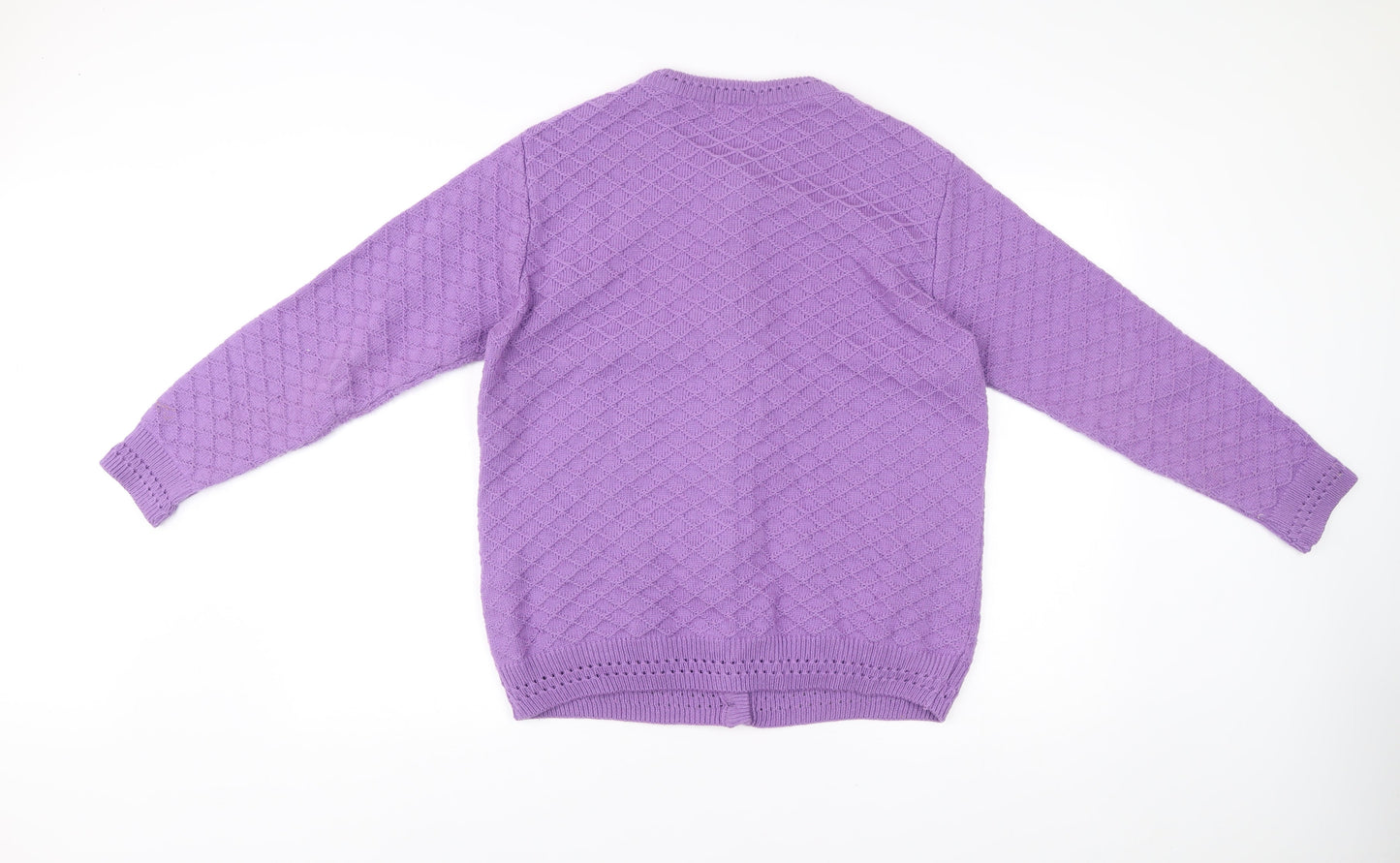 Reflect Women’s Purple Knit Button Cardigan M Crew Neck Long Sleeve