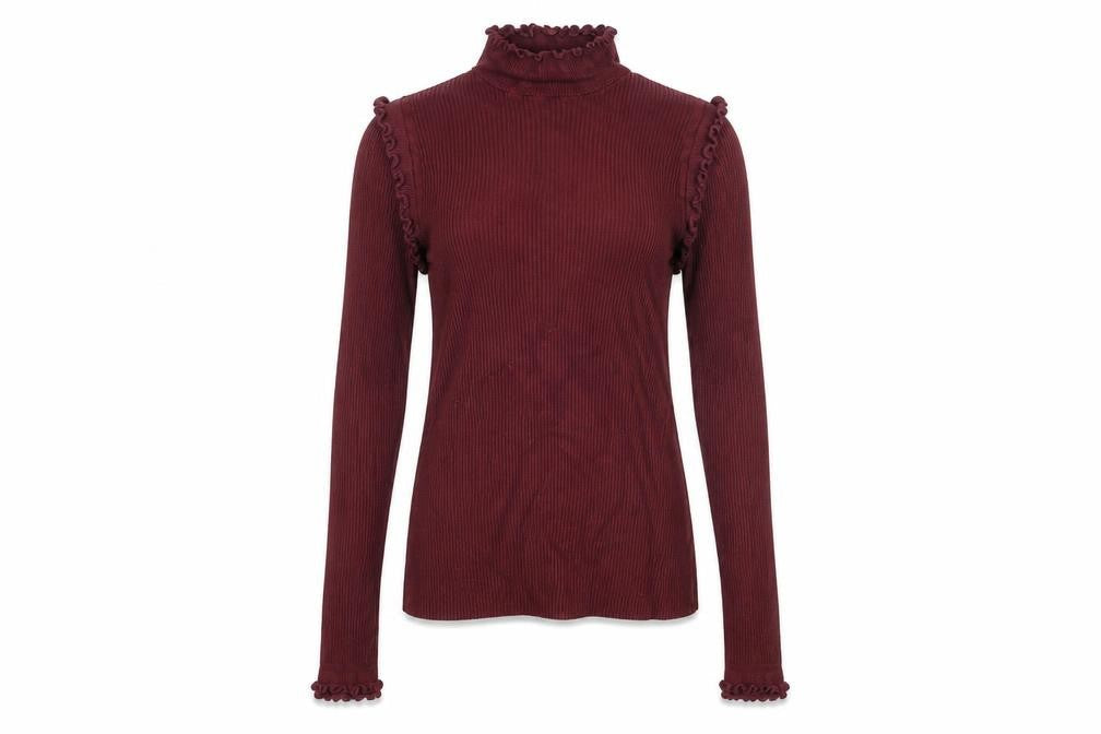 River Island Womens Red Roll Neck Long Sleeve Slim Fit Top Size 6