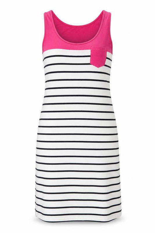 Crew Clothing Pink White Black Striped Tank Dress Size 6