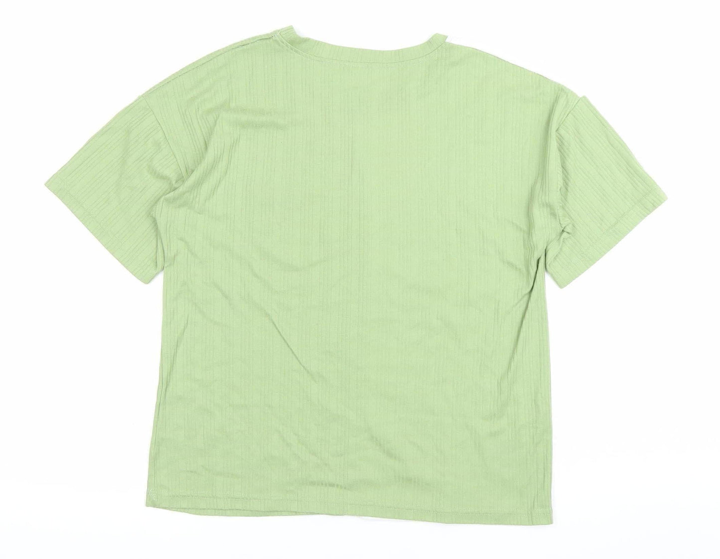 Women’s Green White Avocado Print XL Cotton Short Sleeve T-Shirt