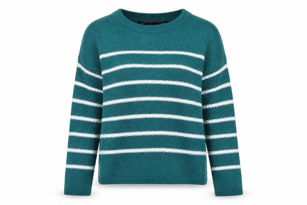 Marks & Spencer Women’s Green Striped Collared Pullover Jumper XS