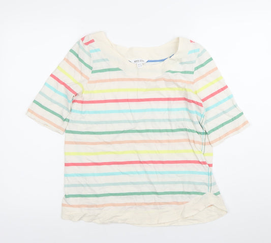 White Stuff Womens Multicoloured Striped Cotton T-Shirt UK 10