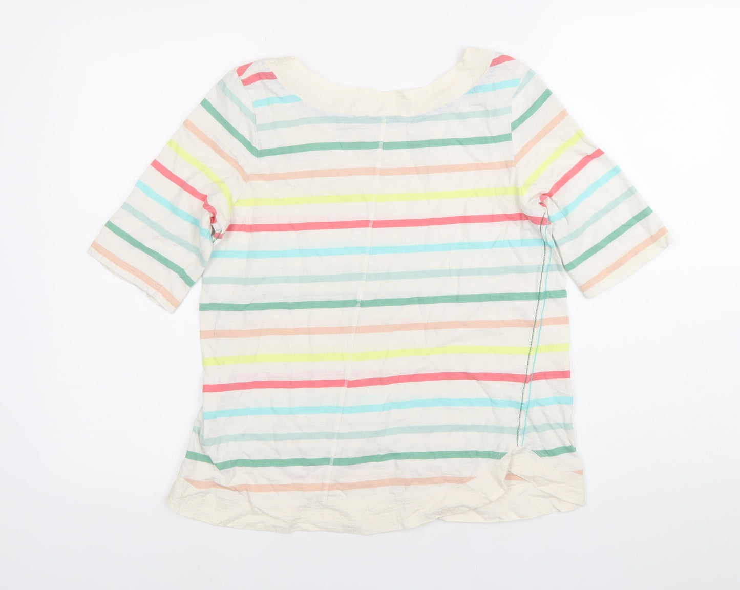 White Stuff Womens Multicoloured Striped Cotton T-Shirt UK 10
