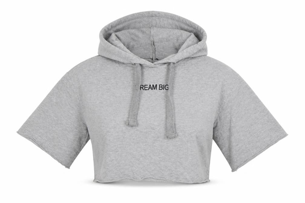 H&M Divided Womens Grey Cropped Hooded T-Shirt XS Casual Relaxed