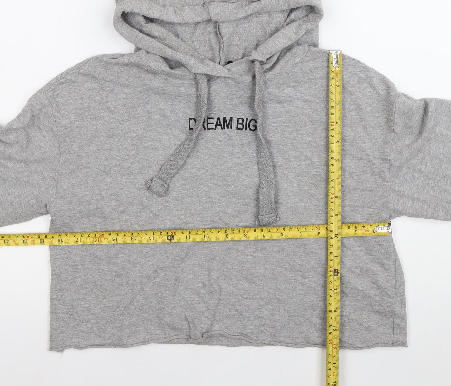 H&M Divided Womens Grey Cropped Hooded T-Shirt XS Casual Relaxed