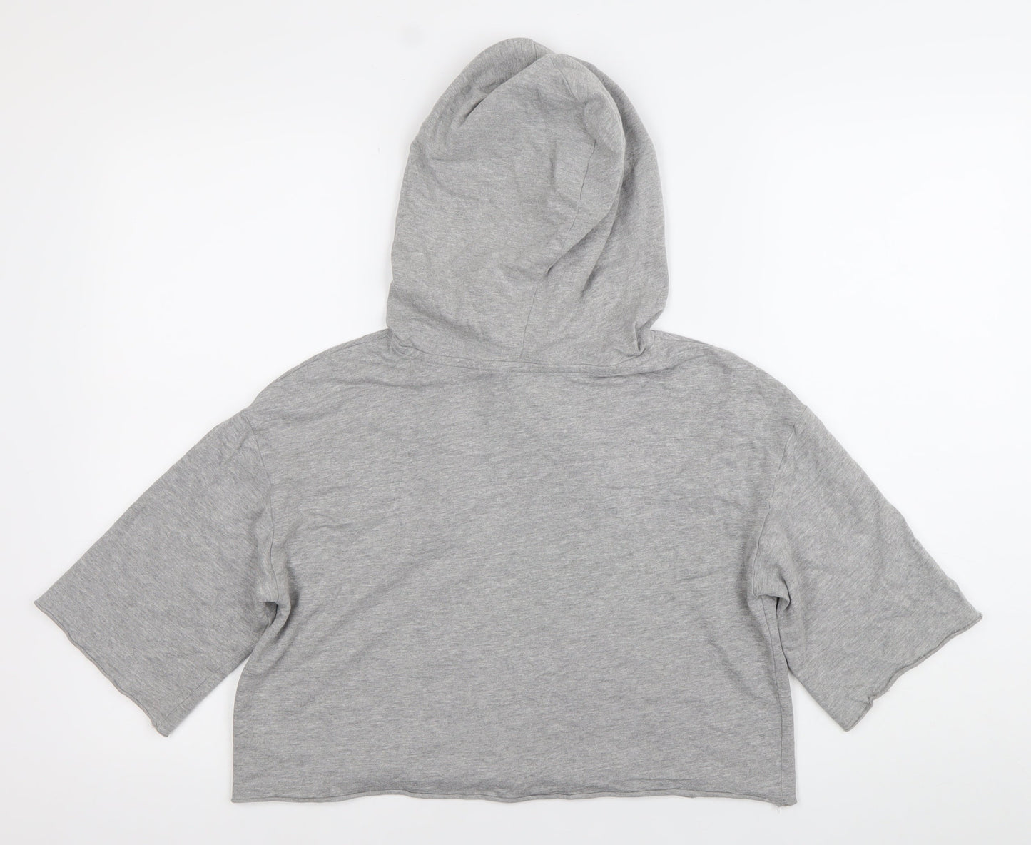 H&M Divided Womens Grey Cropped Hooded T-Shirt XS Casual Relaxed