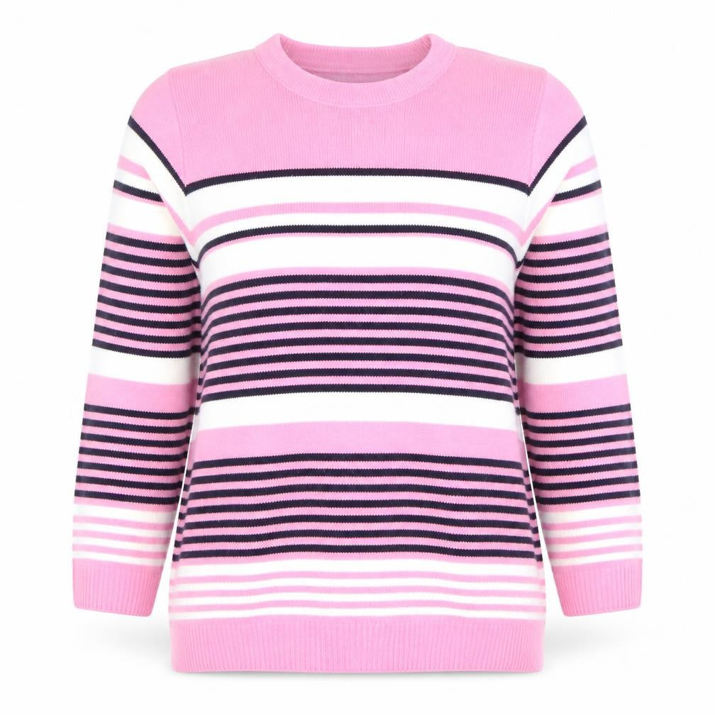Pure & Natural Womens Pink Striped Pullover Jumper M Long Sleeve Knit